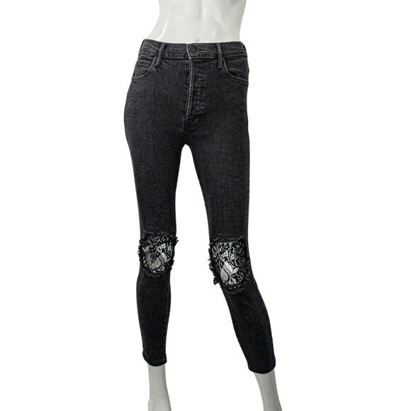 MOTHER denim Super Stunner Jeans Ankle Fray in Baa Baa Black Sheep sz 27 - Picture 1 of 13